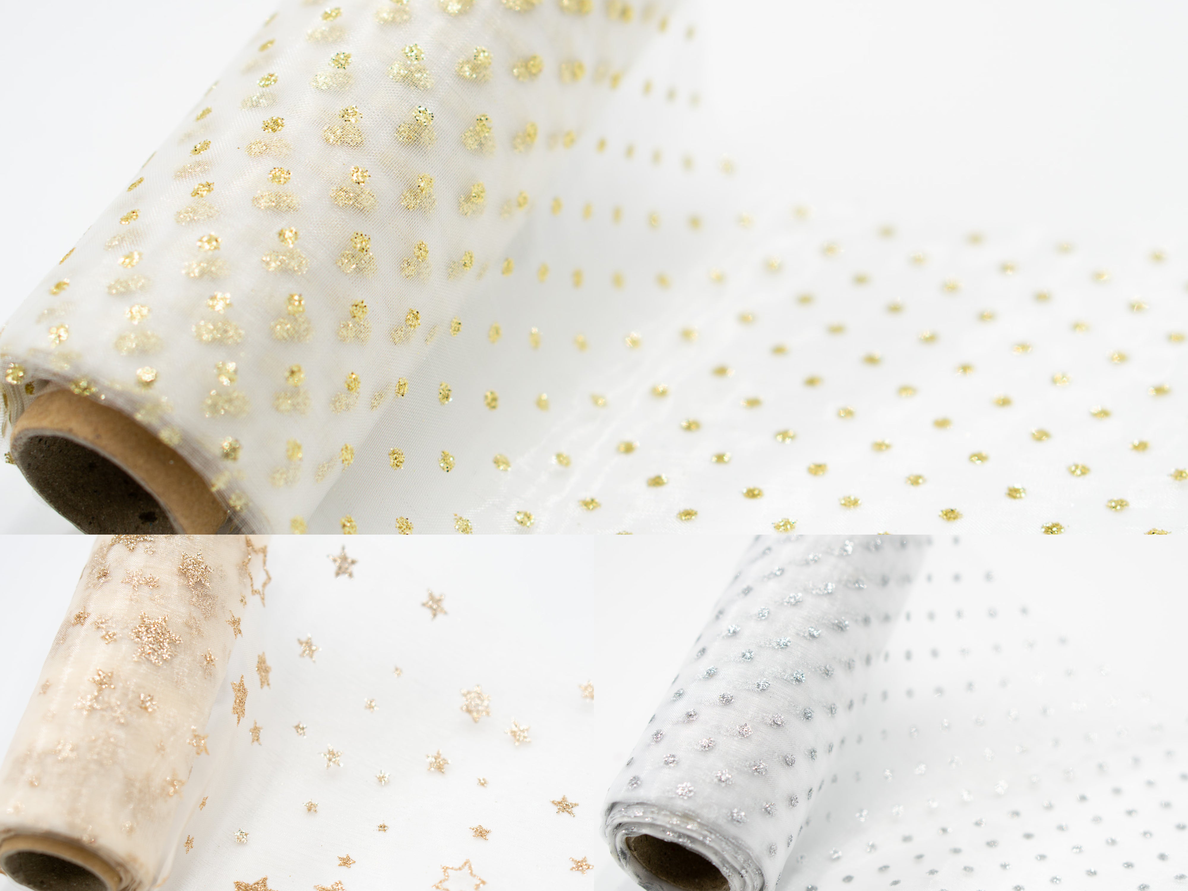 Organza Stoff Rolle Bedruckt Tischläufer Dekostoff 12 cm x 900 cm (55#)