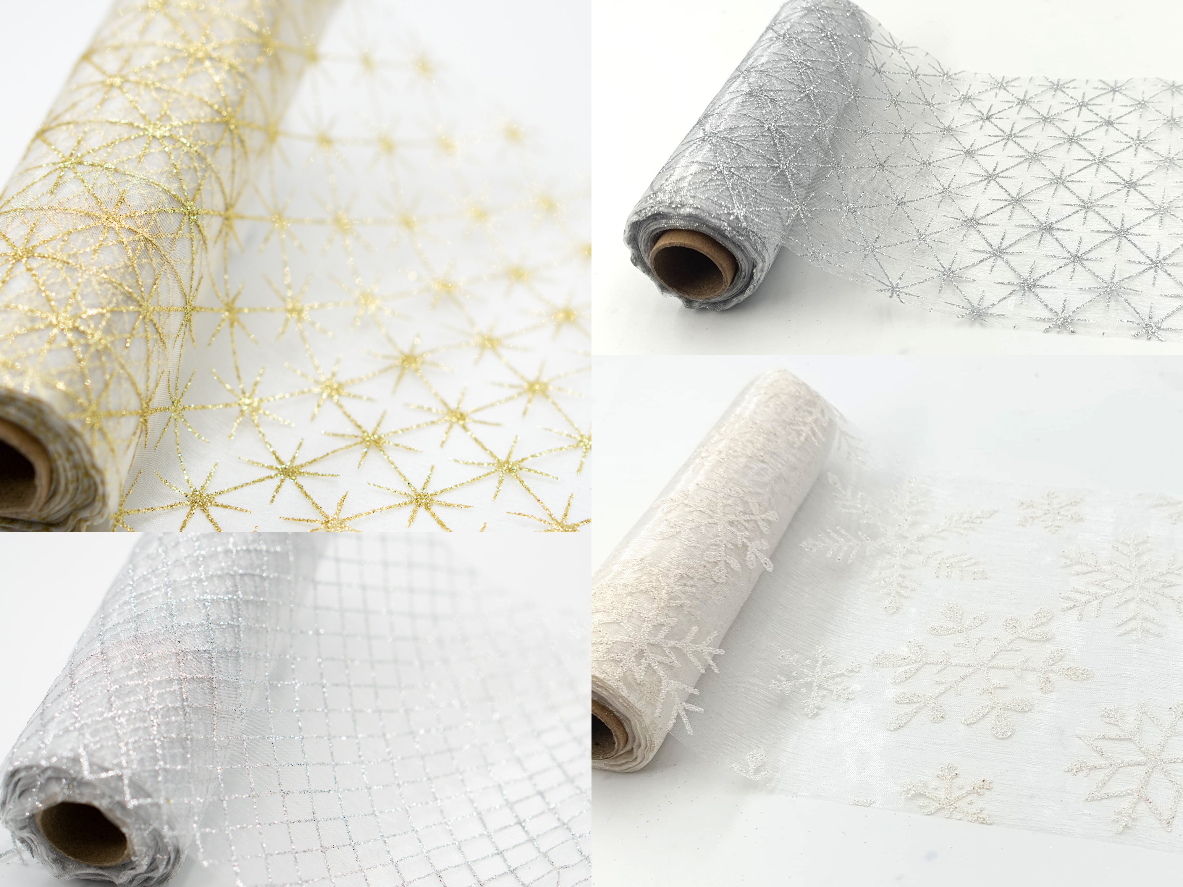 Organza Stoff Rolle Bedruckt Tischläufer Dekostoff 18 cm x 900 cm (55#)