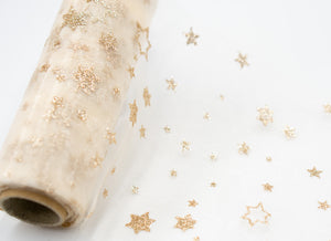 Organza Stoff Rolle Bedruckt Tischläufer Dekostoff 12 cm x 900 cm (55#)