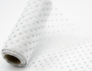 Organza Stoff Rolle Bedruckt Tischläufer Dekostoff 12 cm x 900 cm (55#)