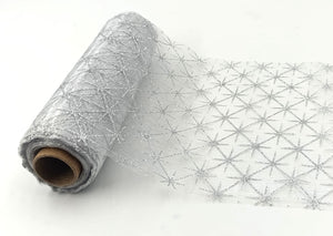 Organza Stoff Rolle Bedruckt Tischläufer Dekostoff 18 cm x 900 cm (55#)