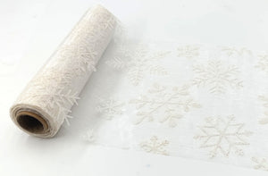 Organza Stoff Rolle Bedruckt Tischläufer Dekostoff 18 cm x 900 cm (55#)